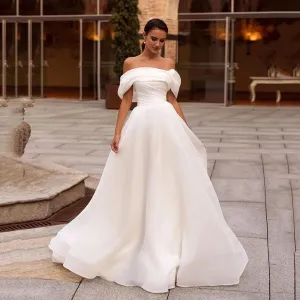 Elegant Wedding Dresses Off The Shoulder A-Line Pleated Women Bridal Gowns Princess Bride Dress Robe De Mariée Vestidos