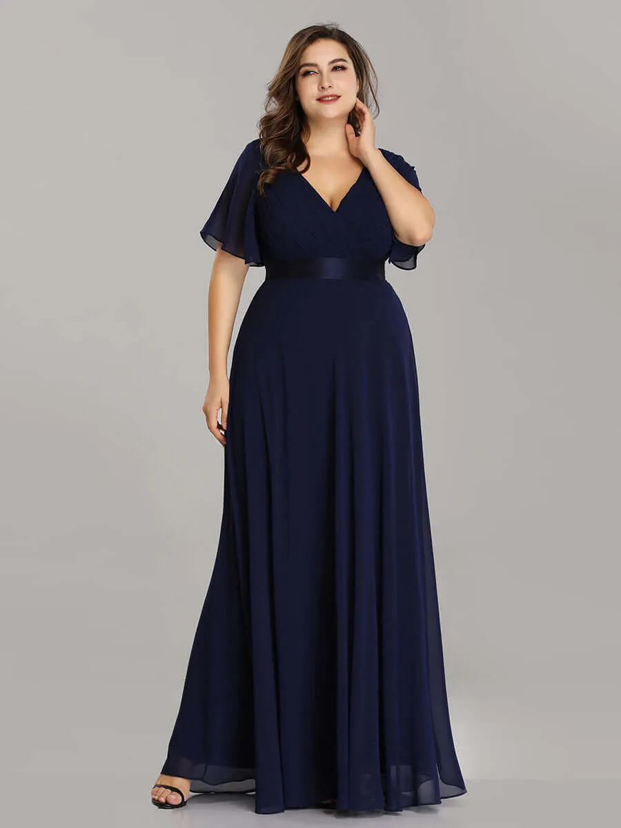 [Final Sale] US24 Navy Blue Plus Size Bridesmaid Dresses for Wedding Party-Mei