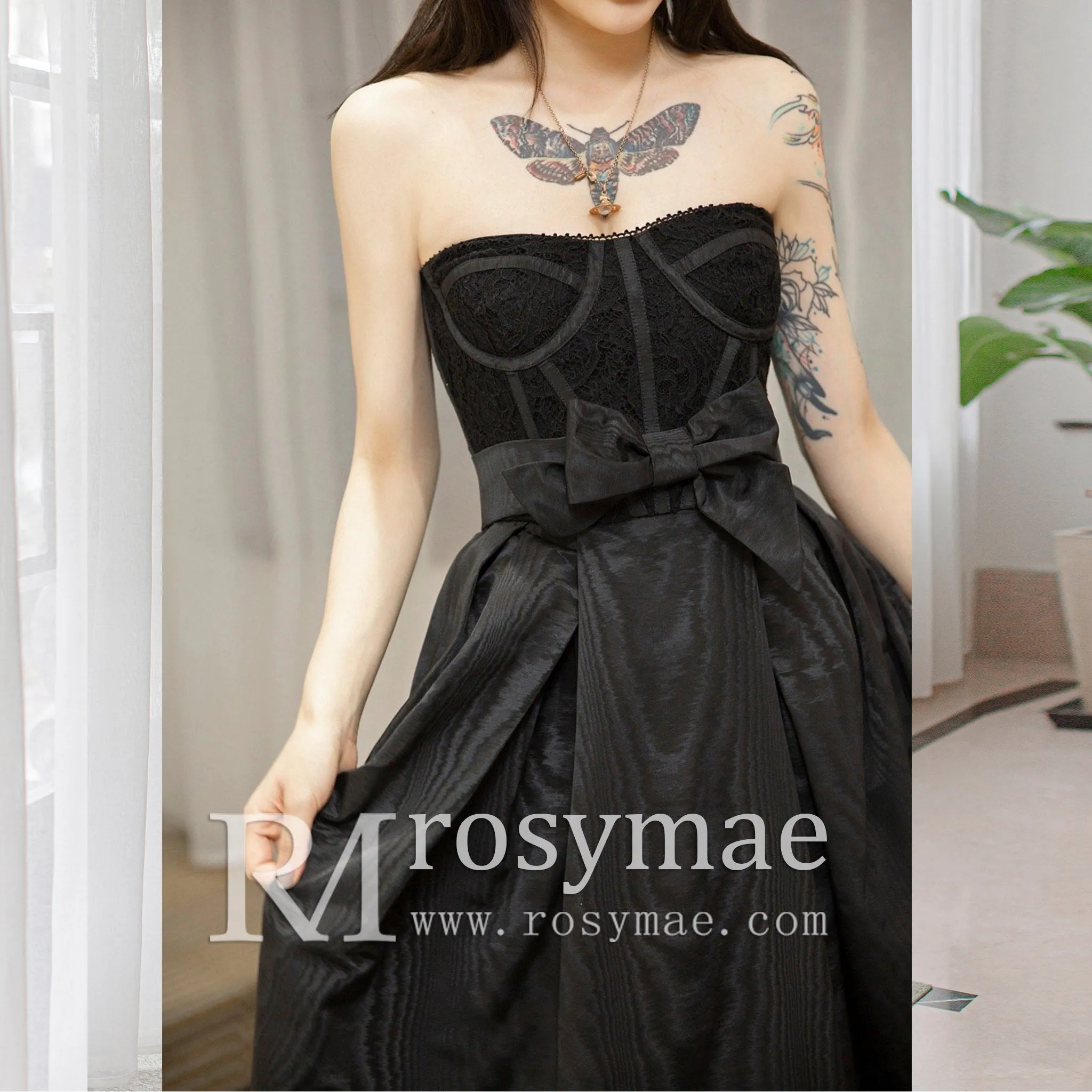 Floor Length Strapless Black Wedding Dresses Formal Gowns