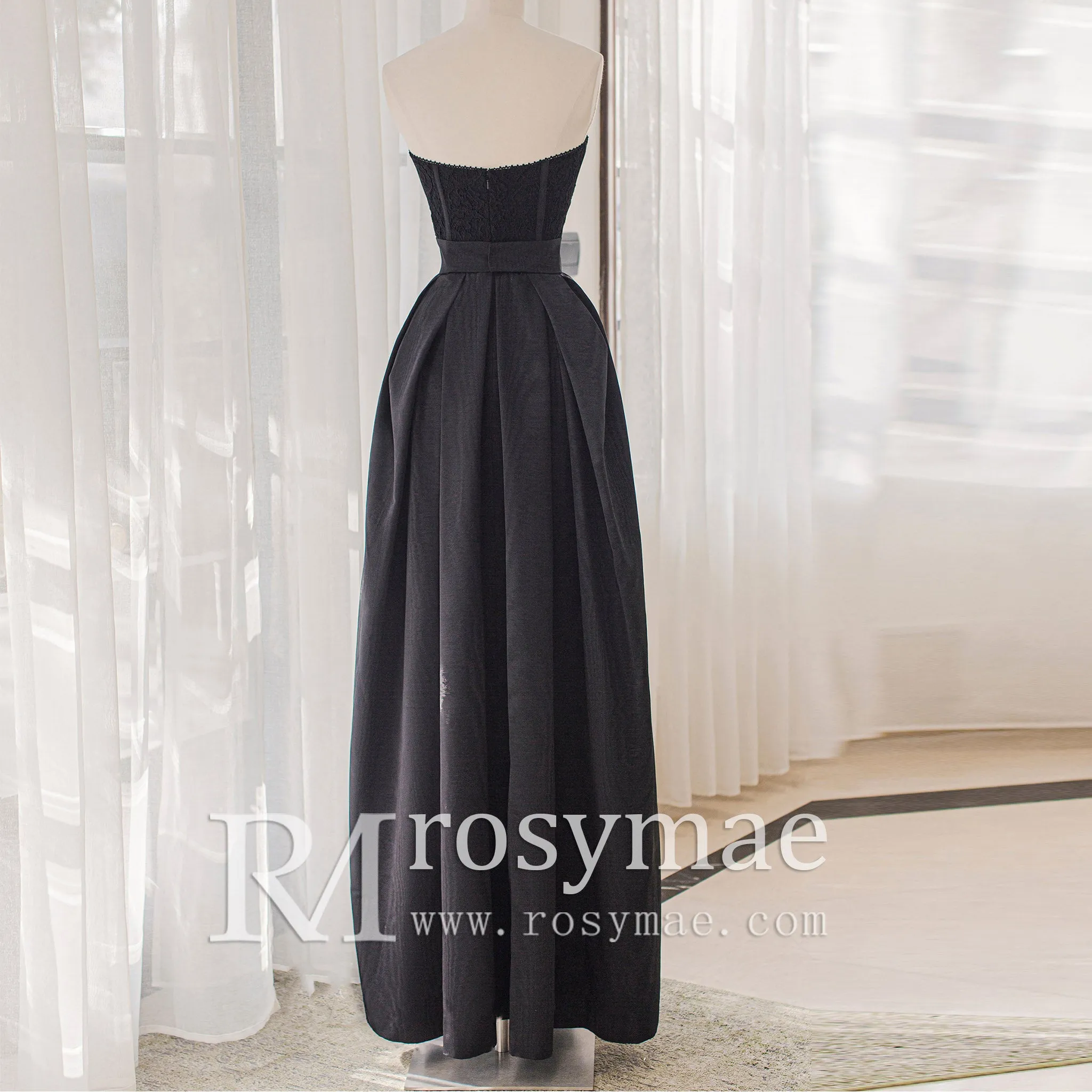 Floor Length Strapless Black Wedding Dresses Formal Gowns