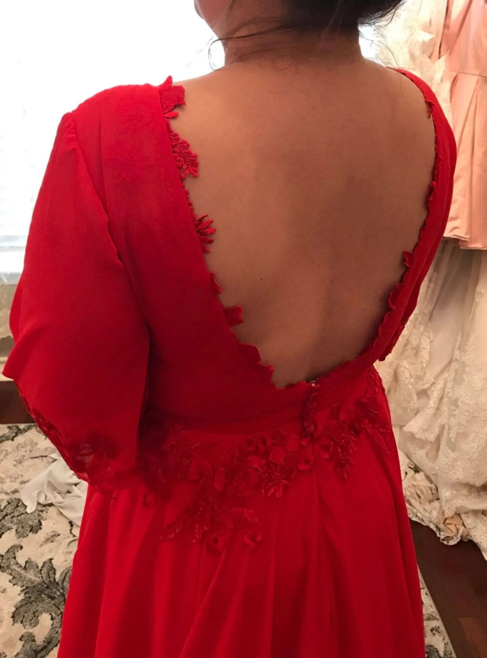 Floral Lace Chiffon Relaxed A-line Wedding Dress Alana