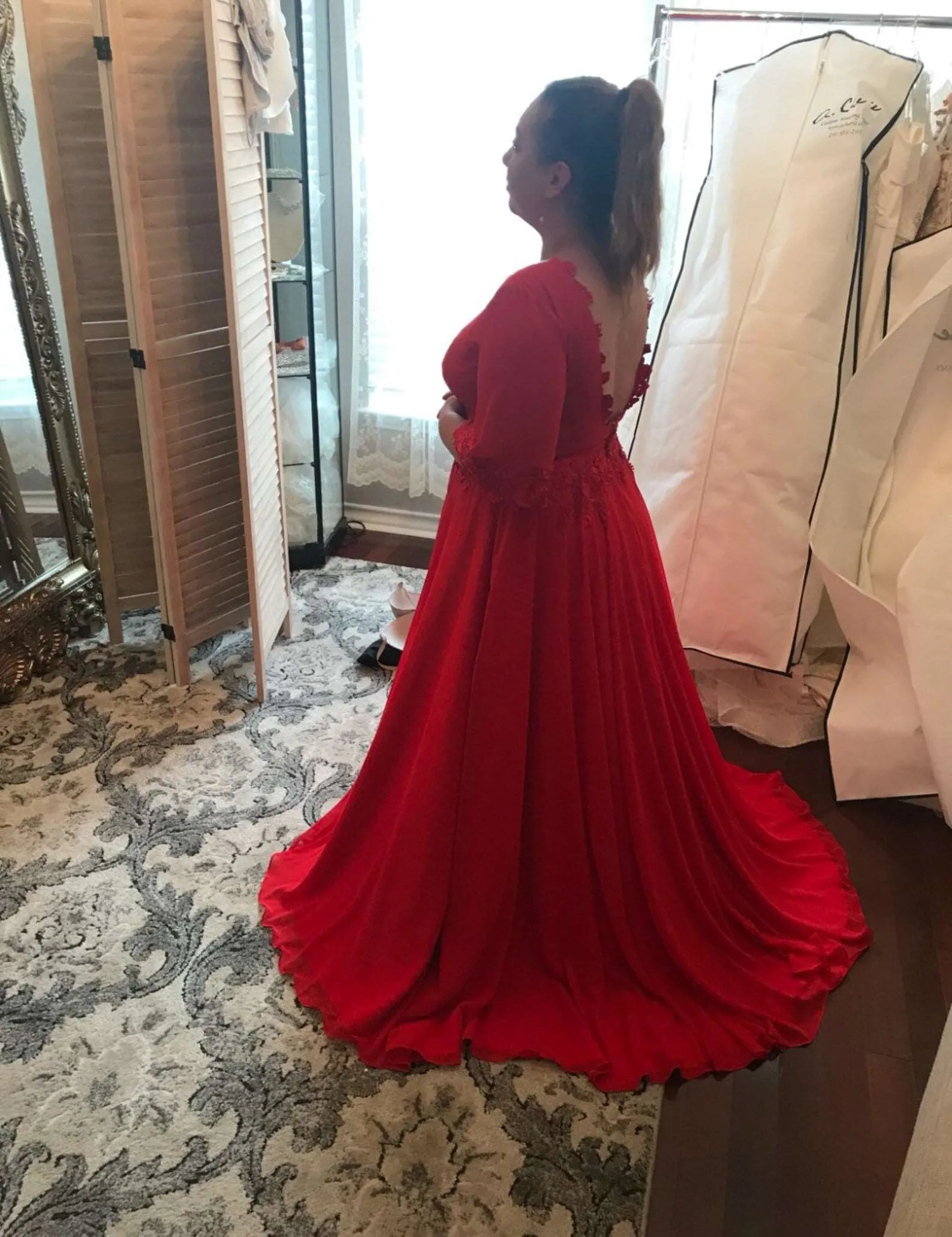 Floral Lace Chiffon Relaxed A-line Wedding Dress Alana