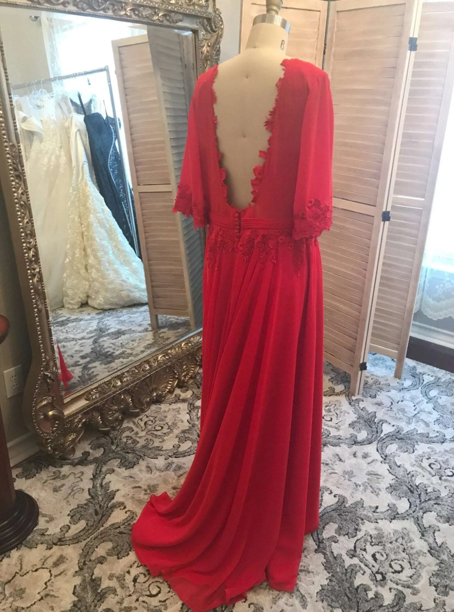Floral Lace Chiffon Relaxed A-line Wedding Dress Alana
