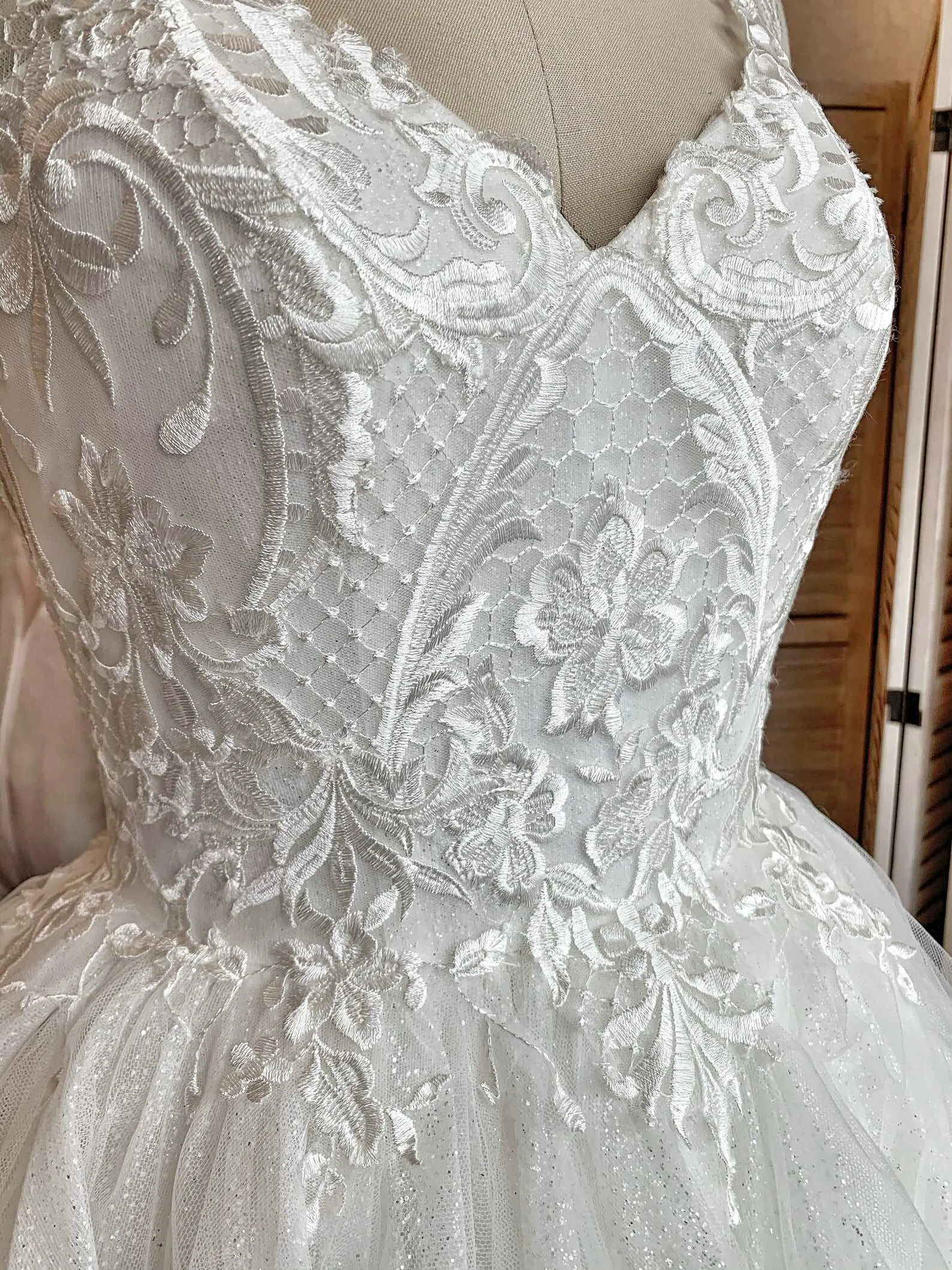 Glitter Tulle Tiered Full A-Line Wedding Dress | Claire