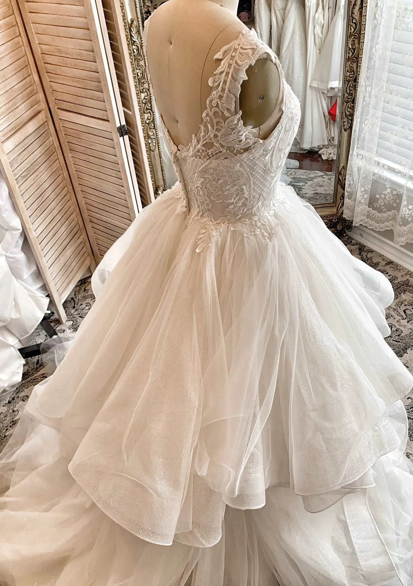 Glitter Tulle Tiered Full A-Line Wedding Dress | Claire