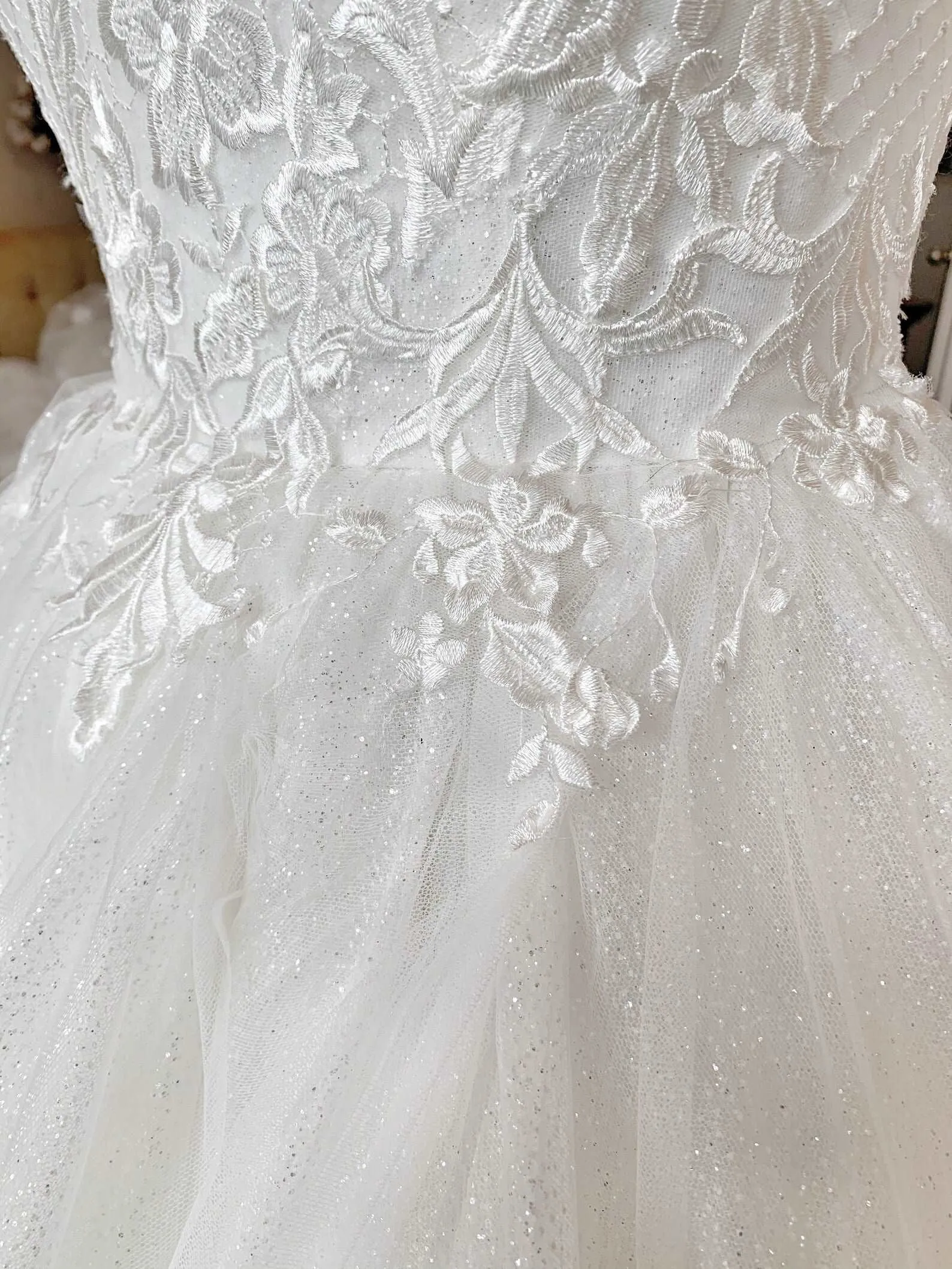 Glitter Tulle Tiered Full A-Line Wedding Dress | Claire