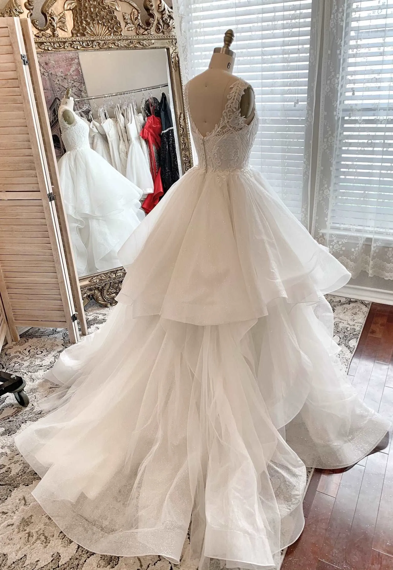 Glitter Tulle Tiered Full A-Line Wedding Dress | Claire