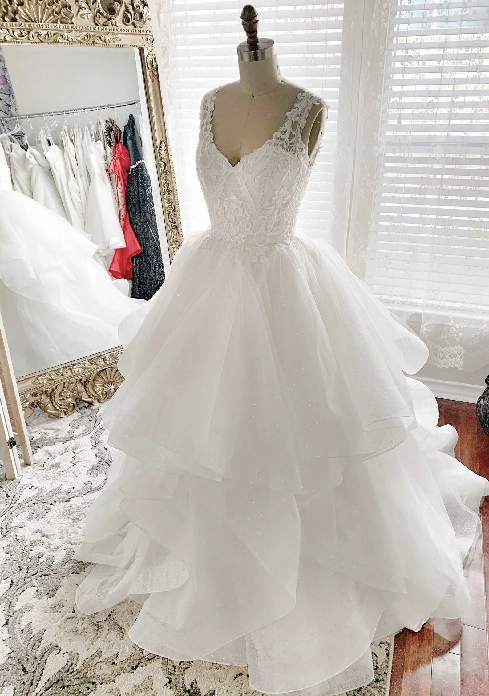 Glitter Tulle Tiered Full A-Line Wedding Dress | Claire