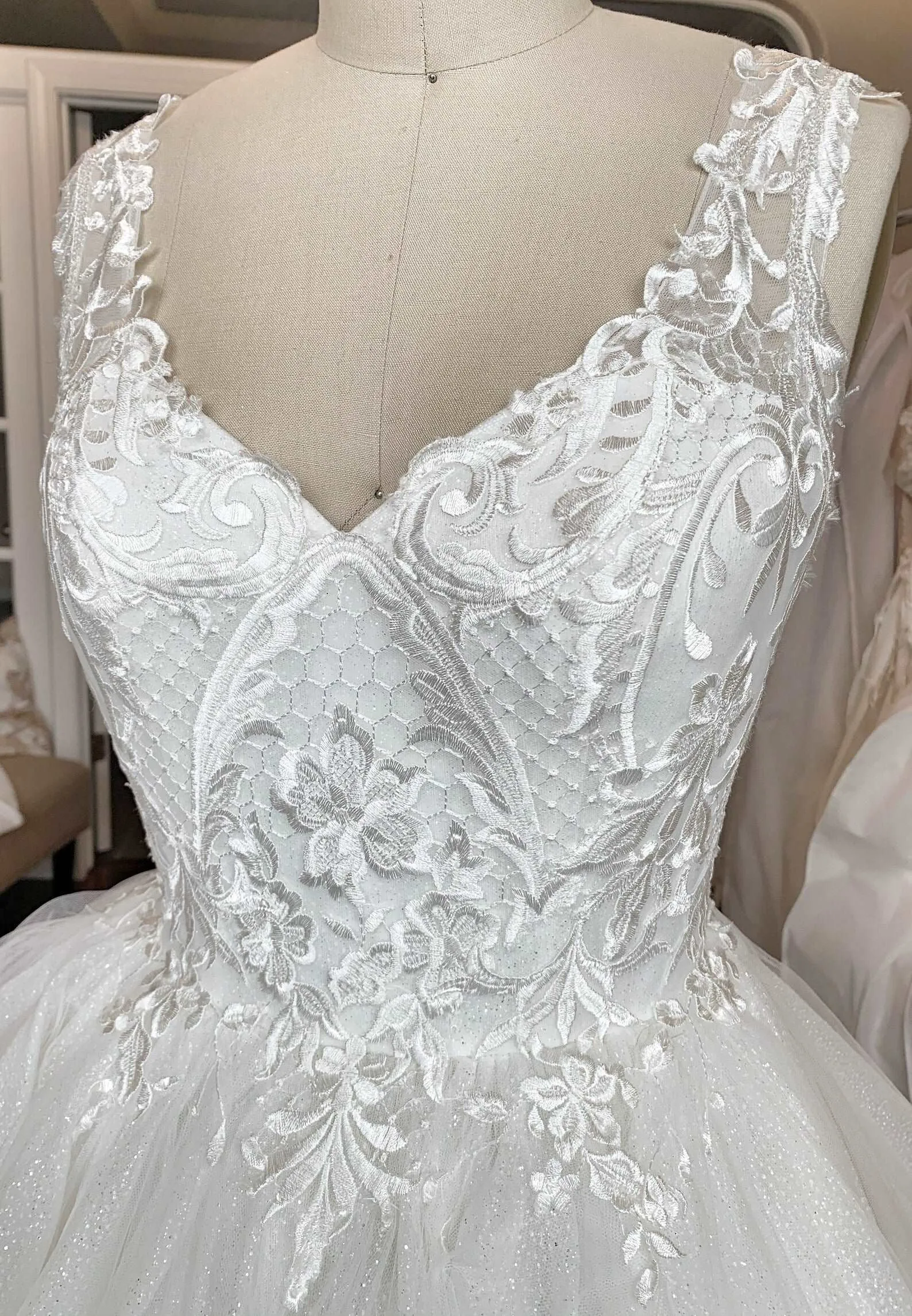 Glitter Tulle Tiered Full A-Line Wedding Dress | Claire