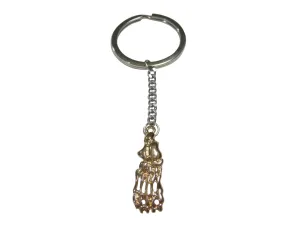 Gold Toned Medical Podiatrist Anatomical Foot Skeleton Pendant Keychain