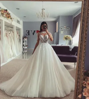 Gorgeous Bohemian Wedding Dresses Women's Elegant Sweetheart A-Line Decal Princess Bridal Gowns Tulle Formal Beach Party Vestido