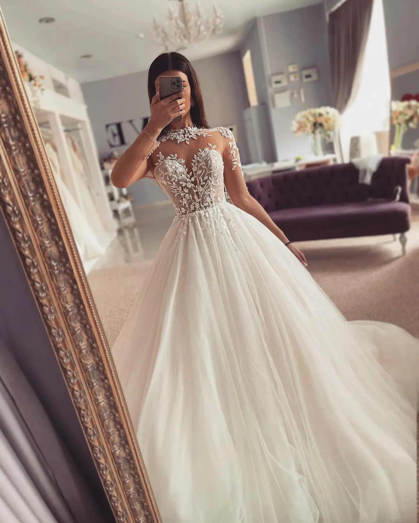 Gorgeous Bohemian Wedding Dresses Women's Elegant Sweetheart A-Line Decal Princess Bridal Gowns Tulle Formal Beach Party Vestido