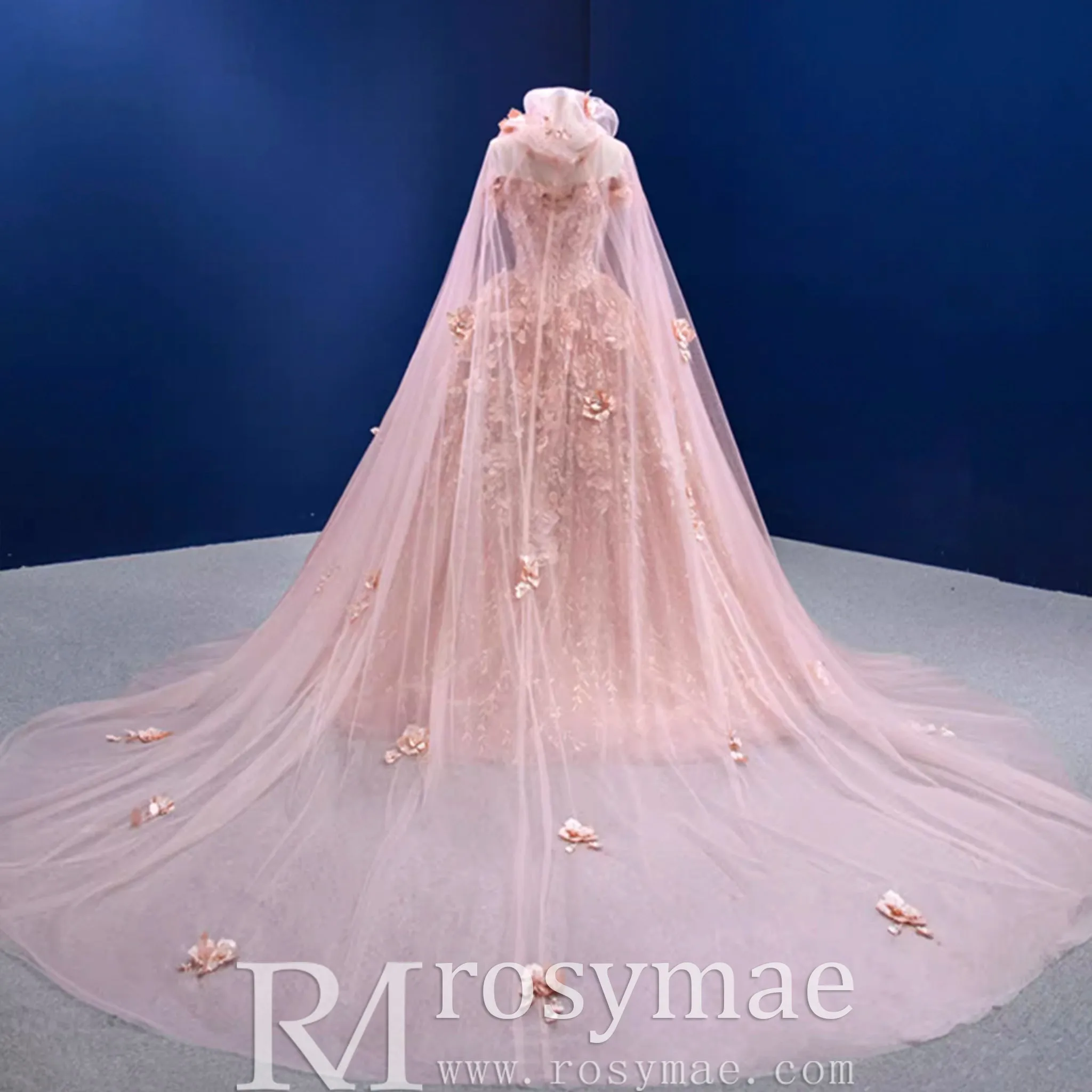 Gorgeous Pink Wedding Dress Ball Gown with Off-The-Shoulder