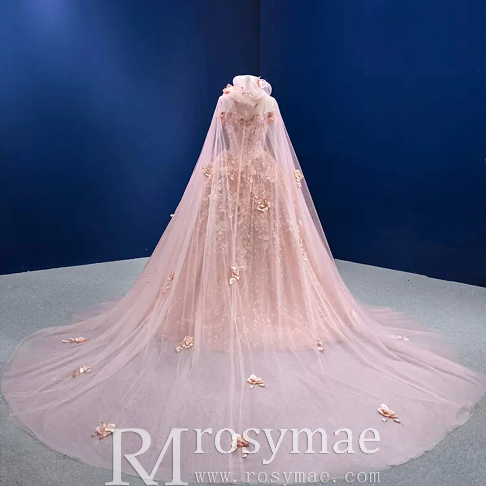Gorgeous Pink Wedding Dress Ball Gown with Off-The-Shoulder