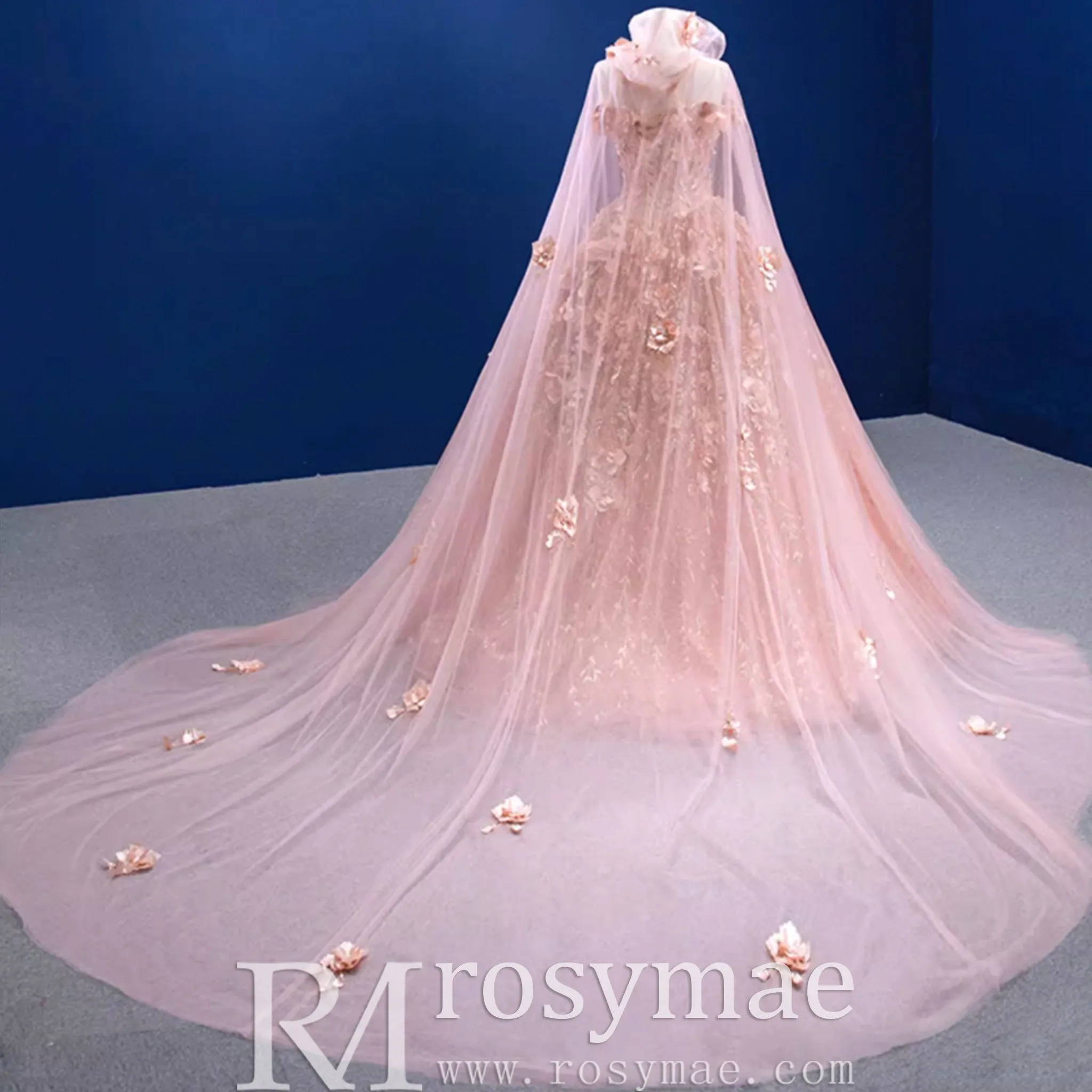 Gorgeous Pink Wedding Dress Ball Gown with Off-The-Shoulder
