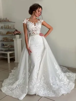 Graceful Wedding Dresses Strapless Pleats Organza with Floral Applique Lace-up Back Plus Size Wedding Dresses Custom Made