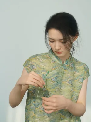 Green Mountain Cheongsam Dress