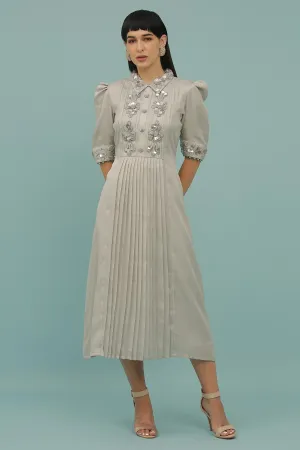 Grey Patchwork A-Line Dress