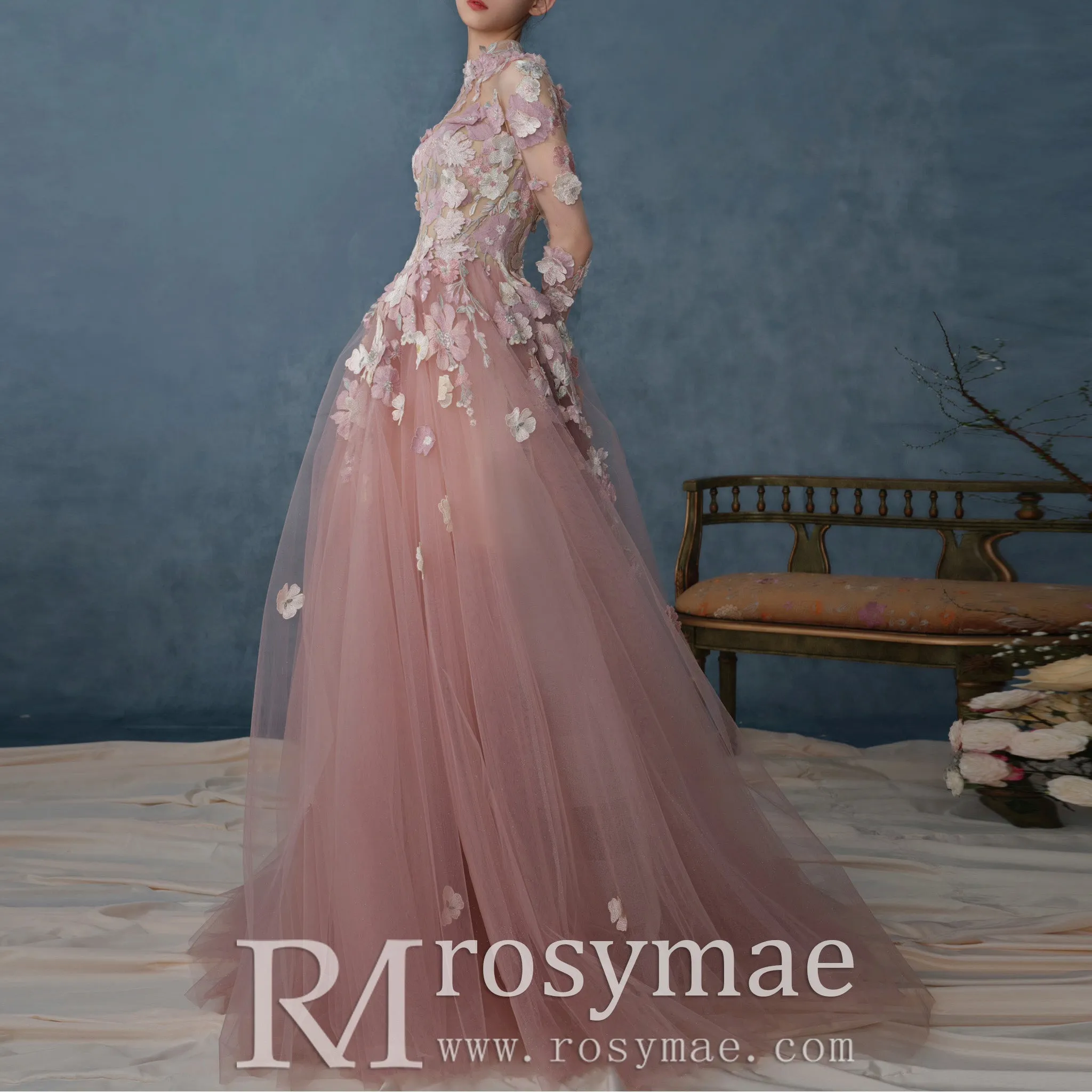 High O neck Long Sleeve Women's Formal Dresses & Evening Gowns