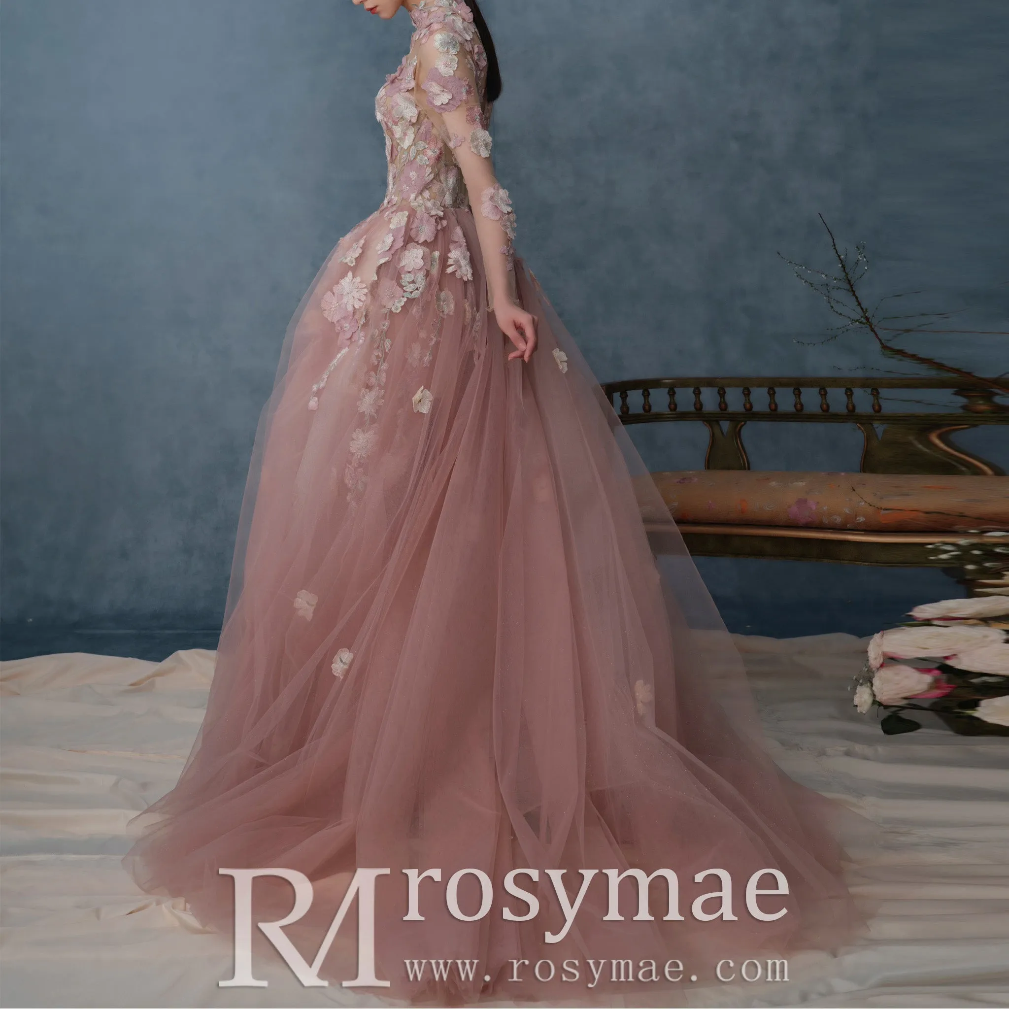 High O neck Long Sleeve Women's Formal Dresses & Evening Gowns