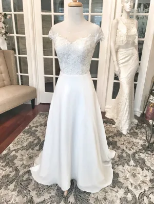 Illusion Neckline Floral Lace A-Line Wedding Dress Dalia