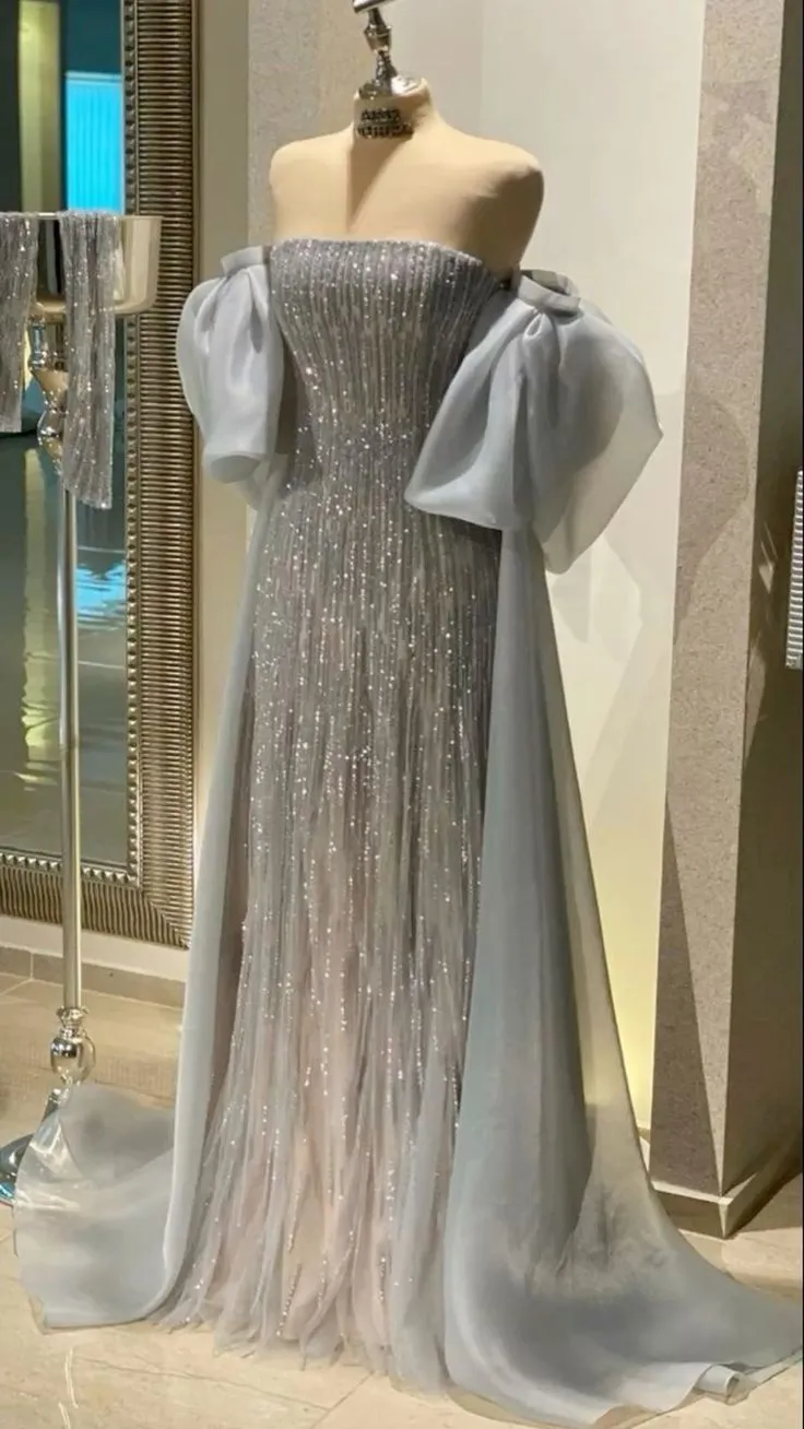 JazzHer Classy Sheath Off The Shoulder Sequin  Long Party Dress Prom Dresses Evening Dress (PRE-ORDER)