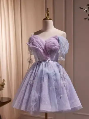 JazzHer Cute Ball Gown Off The Shoulder Lilac Party Dress Homecoming Dresses (PRE-ORDER)