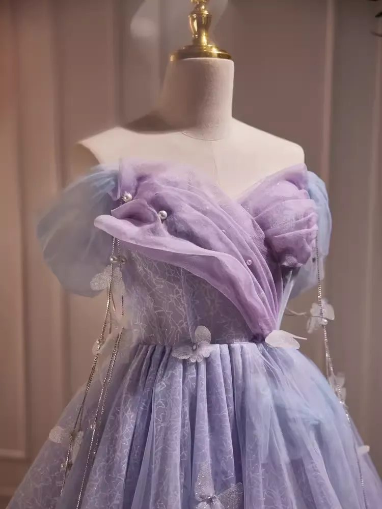 JazzHer Cute Ball Gown Off The Shoulder Lilac Party Dress Homecoming Dresses (PRE-ORDER)