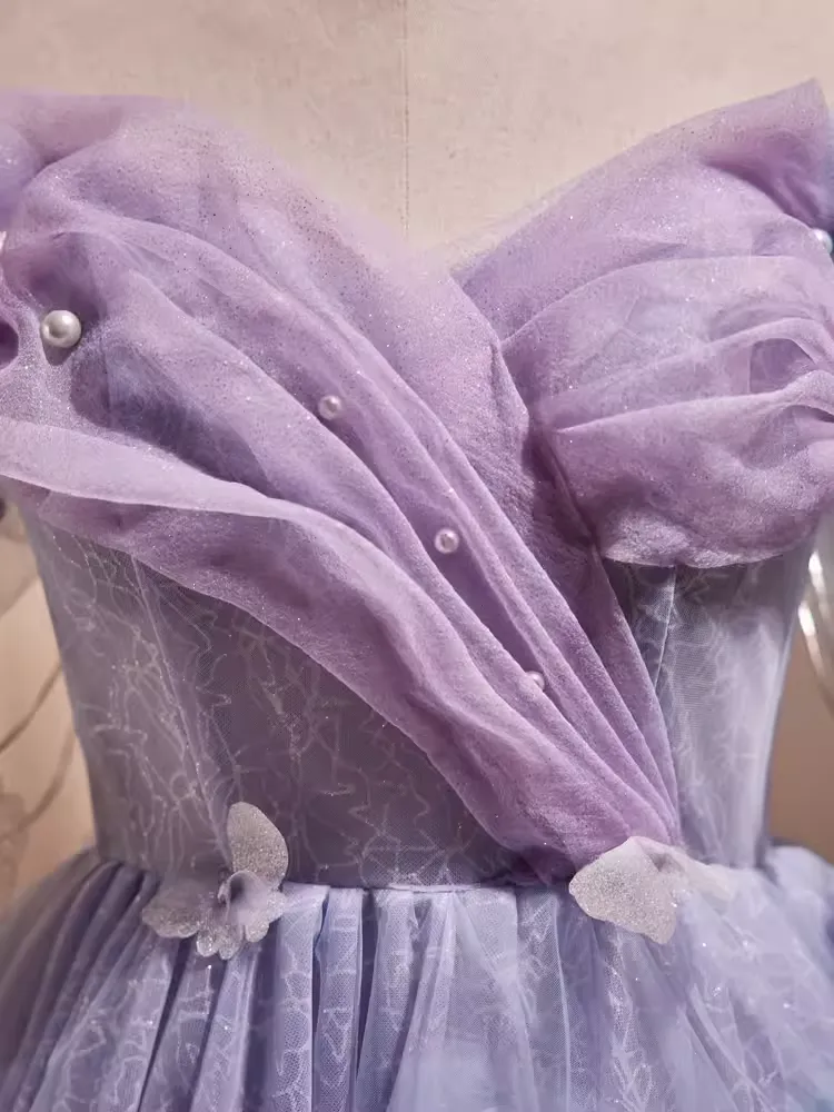 JazzHer Cute Ball Gown Off The Shoulder Lilac Party Dress Homecoming Dresses (PRE-ORDER)