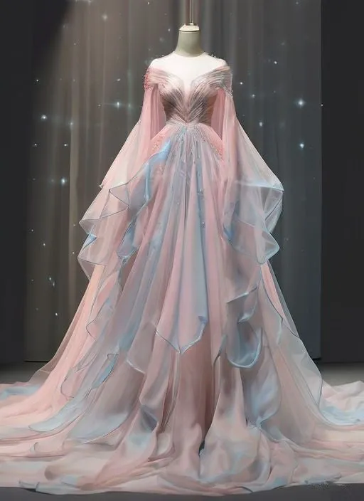 JazzHer Elegant Ball Gown Off The Shoulder Pink Chiffon Long Prom Dress Evening Dresses (PRE-ORDER)