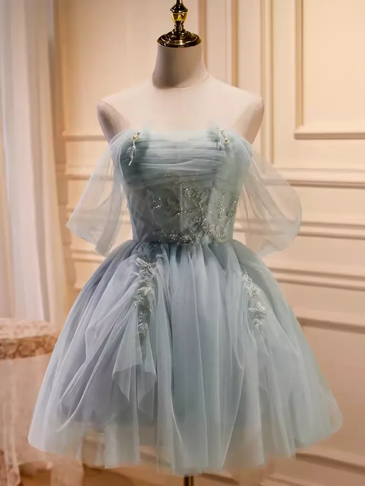 JazzHer Elegant Ball Gown Off The Shoulder Tulle Party Dress Lace Homecoming Dresses (PRE-ORDER)
