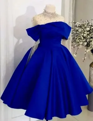 JazzHer Pretty Ball Gown Royal Blue Satin Evening Dress Prom Dresses With Beads (PRE-ORDER)