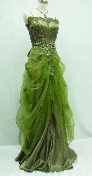 JazzHer Pretty Ball Gown Spaghetti Straps Green Tulle Ruffles Long Prom Dress Evening Dresses (PRE-ORDER)