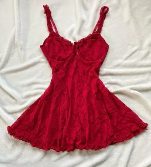 JazzHer th Birthday A Line Spaghetti Straps Red Homecoming Dresses Lace Short Mini Party Dress (PRE-ORDER)