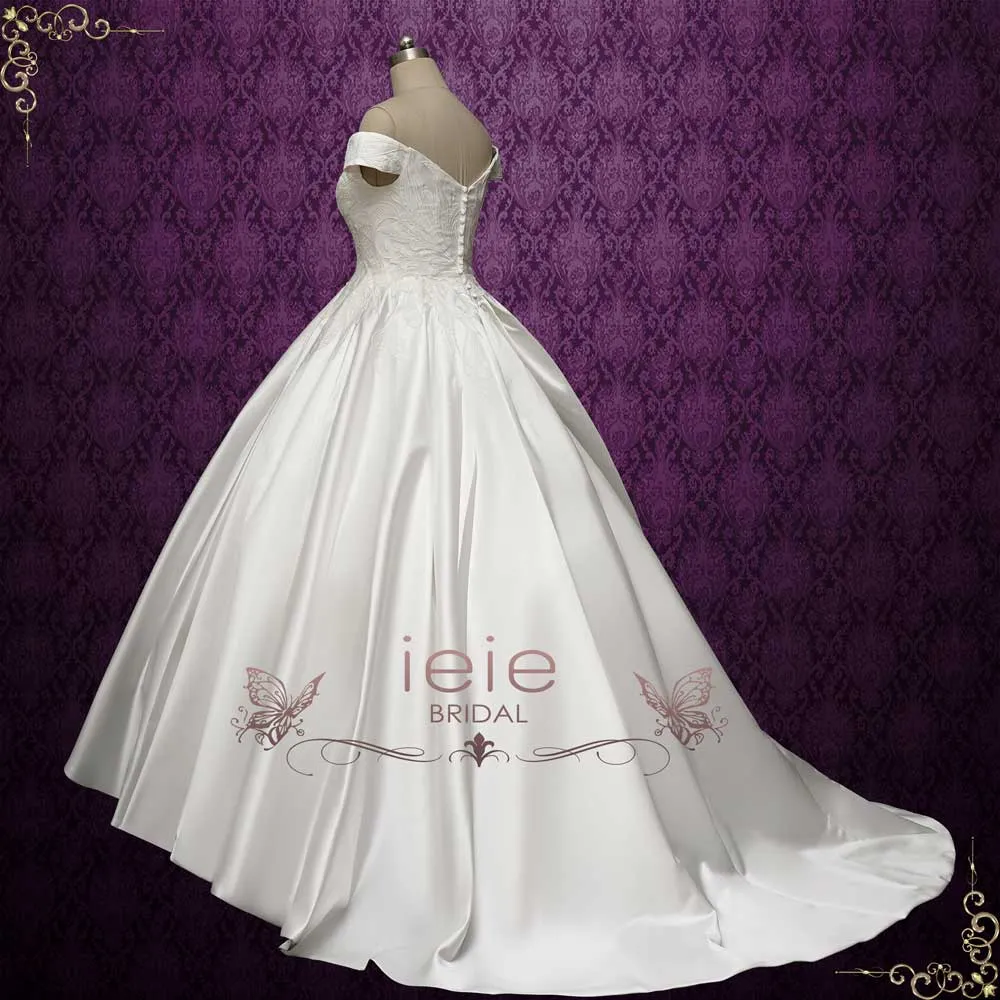 Lace Ball Gown Wedding Dress with Off the Shoulder Neck | ARFINA