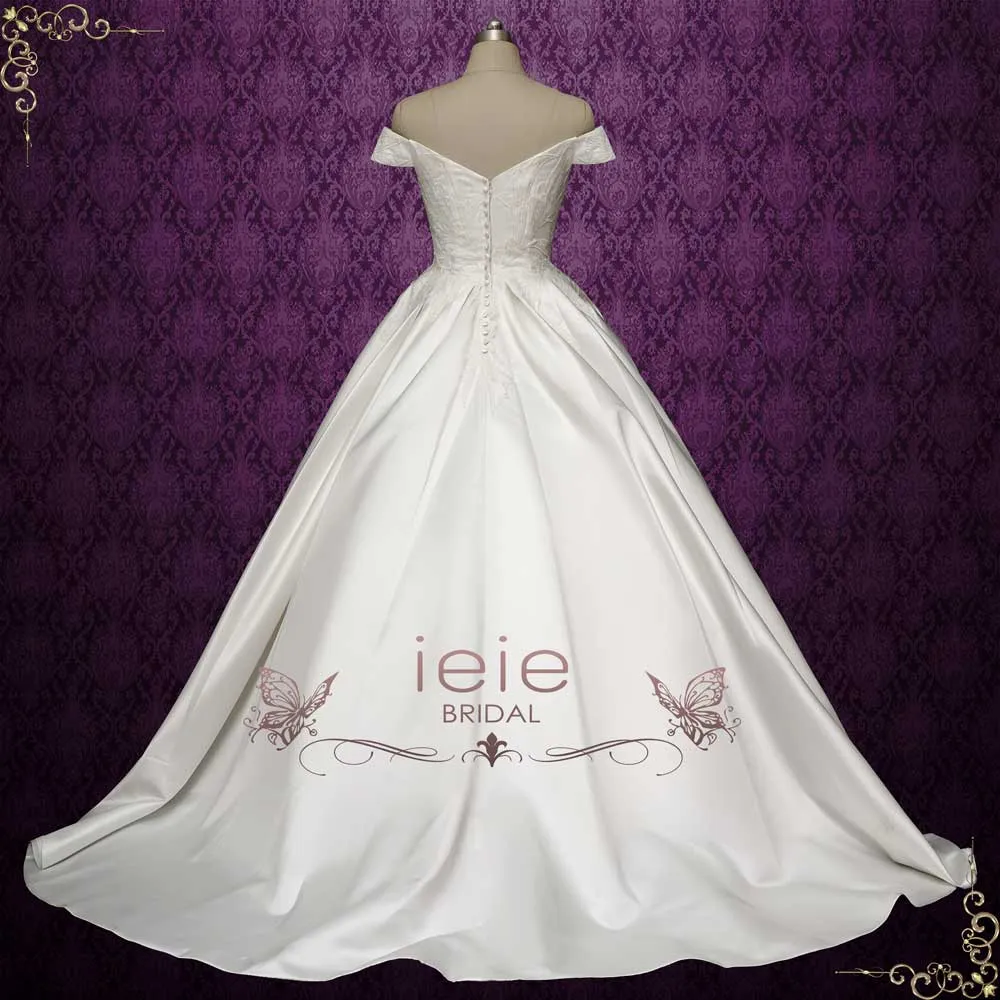 Lace Ball Gown Wedding Dress with Off the Shoulder Neck | ARFINA