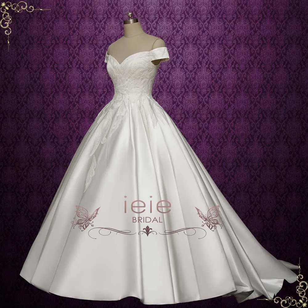 Lace Ball Gown Wedding Dress with Off the Shoulder Neck | ARFINA