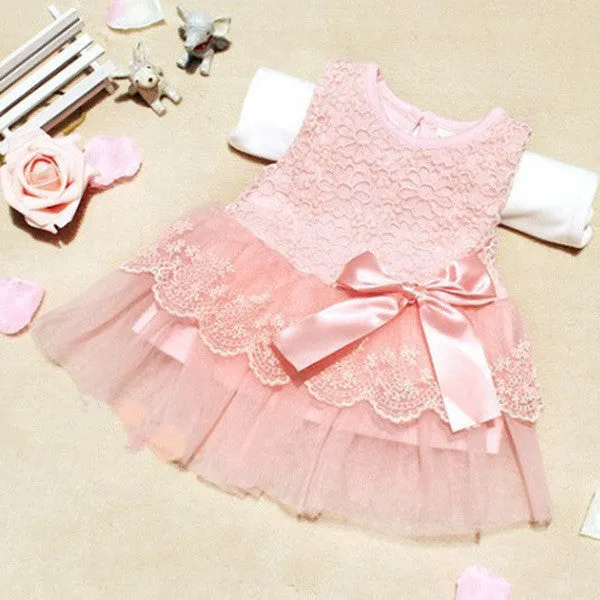 lace flower cute baby dress Party Wedding Birthday baby girls dresses Candy colors princess infant dress Spring summer 0-2