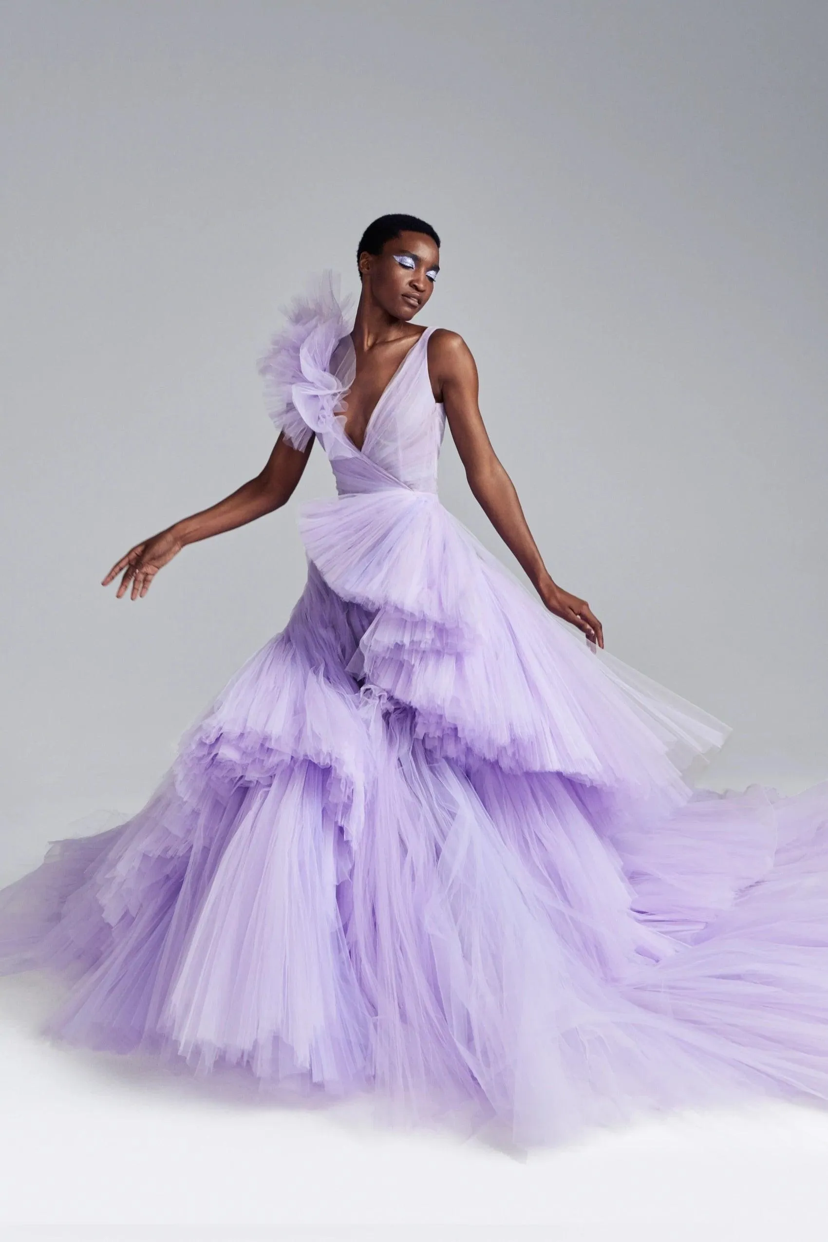 Lavender Tulle Ball Gown - Puffy & Ruched