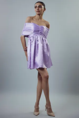 Lilac Off Shoulder Mini Dress