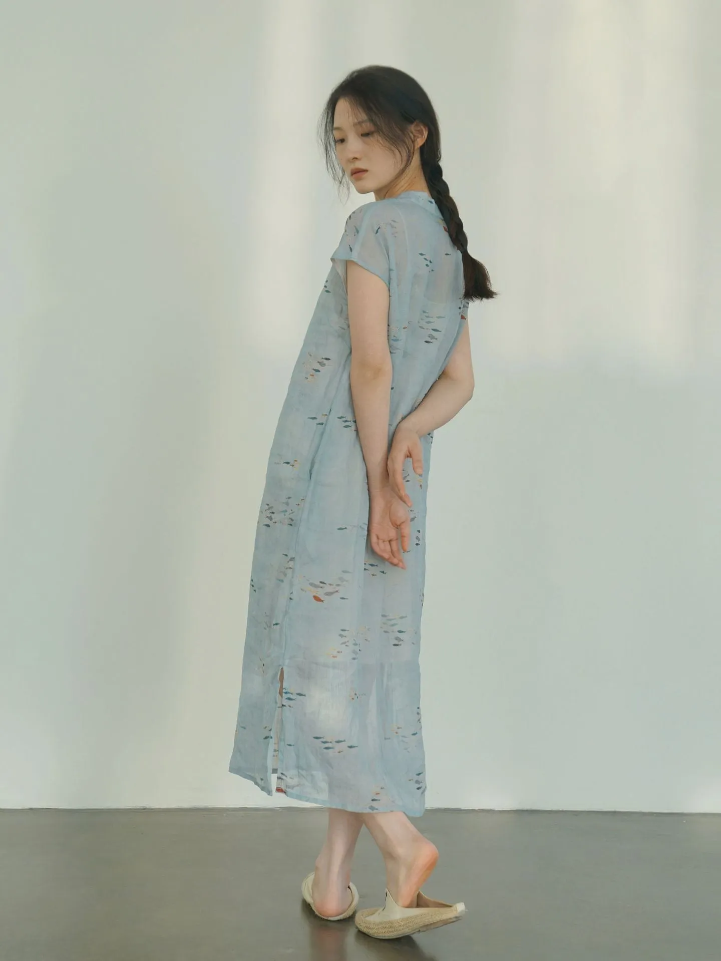 Little Fish Cheongsam Qipao Dress in Blue