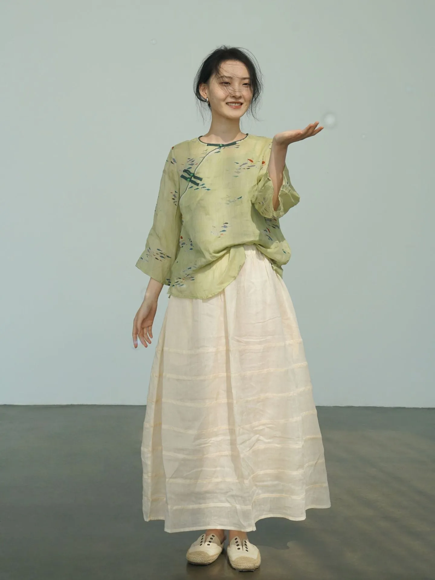 Little Fish Cheongsam Qipao Top in Yellow
