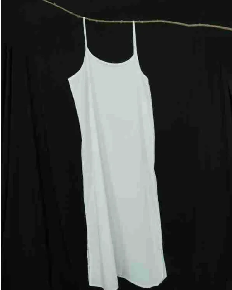Long Cotton Slip Dress in White