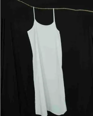 Long Cotton Slip Dress in White