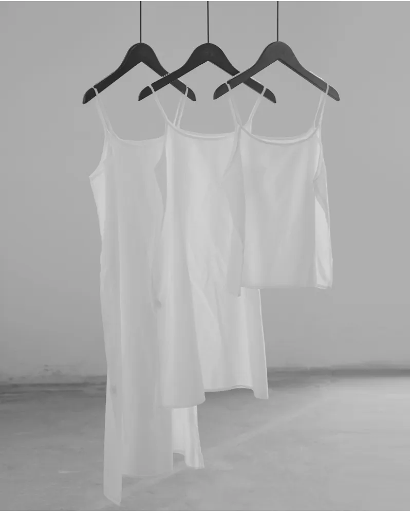 Long Cotton Slip Dress in White