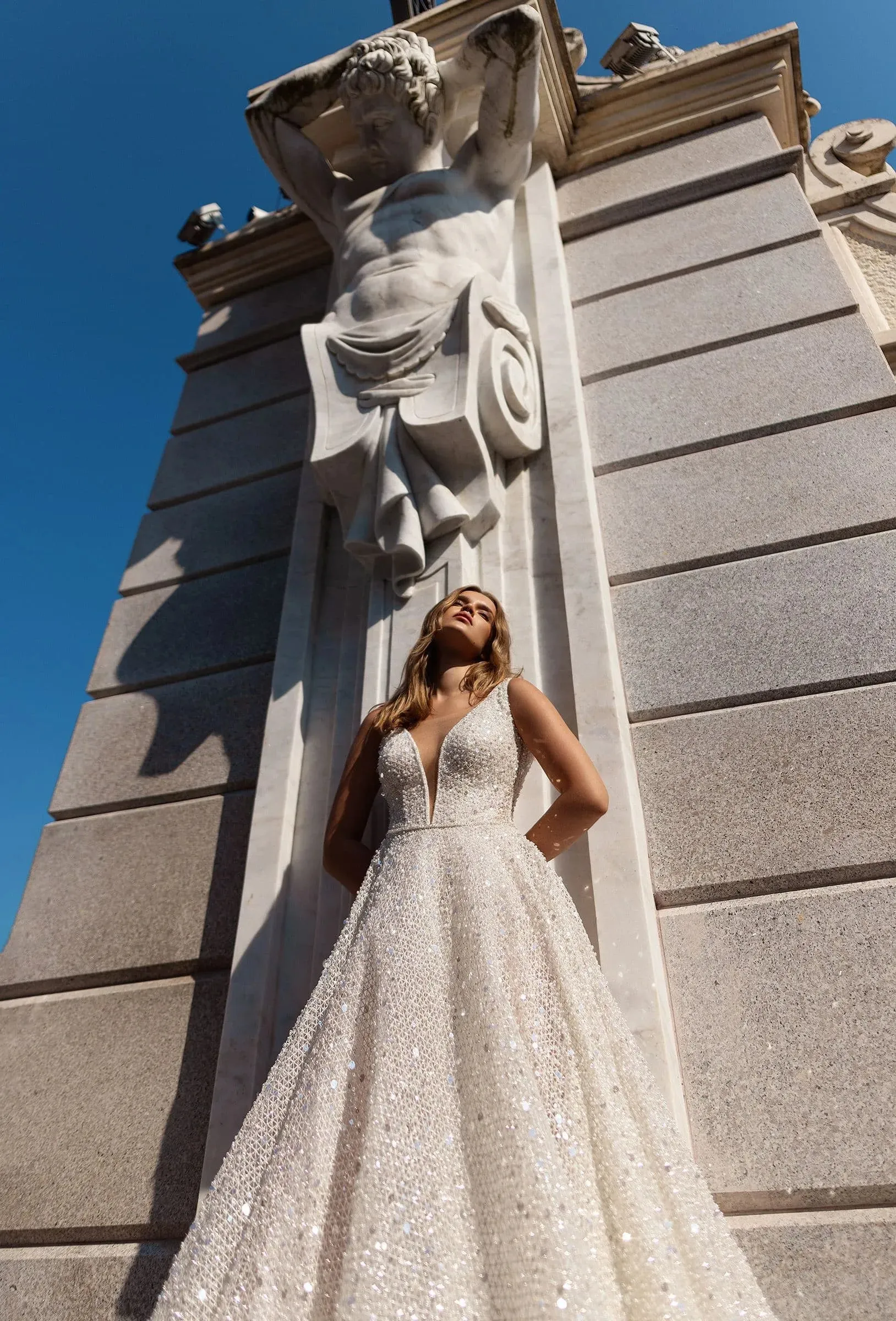 Long Wedding Dress A Line Shiny Glitter Tulle Bride Dresses Floor Length Vestido de novia