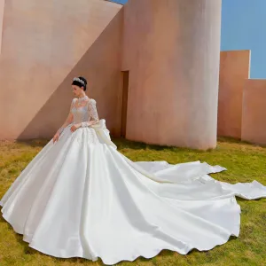 Luxurious Princess Ball Gown Wedding Dress with Long Train