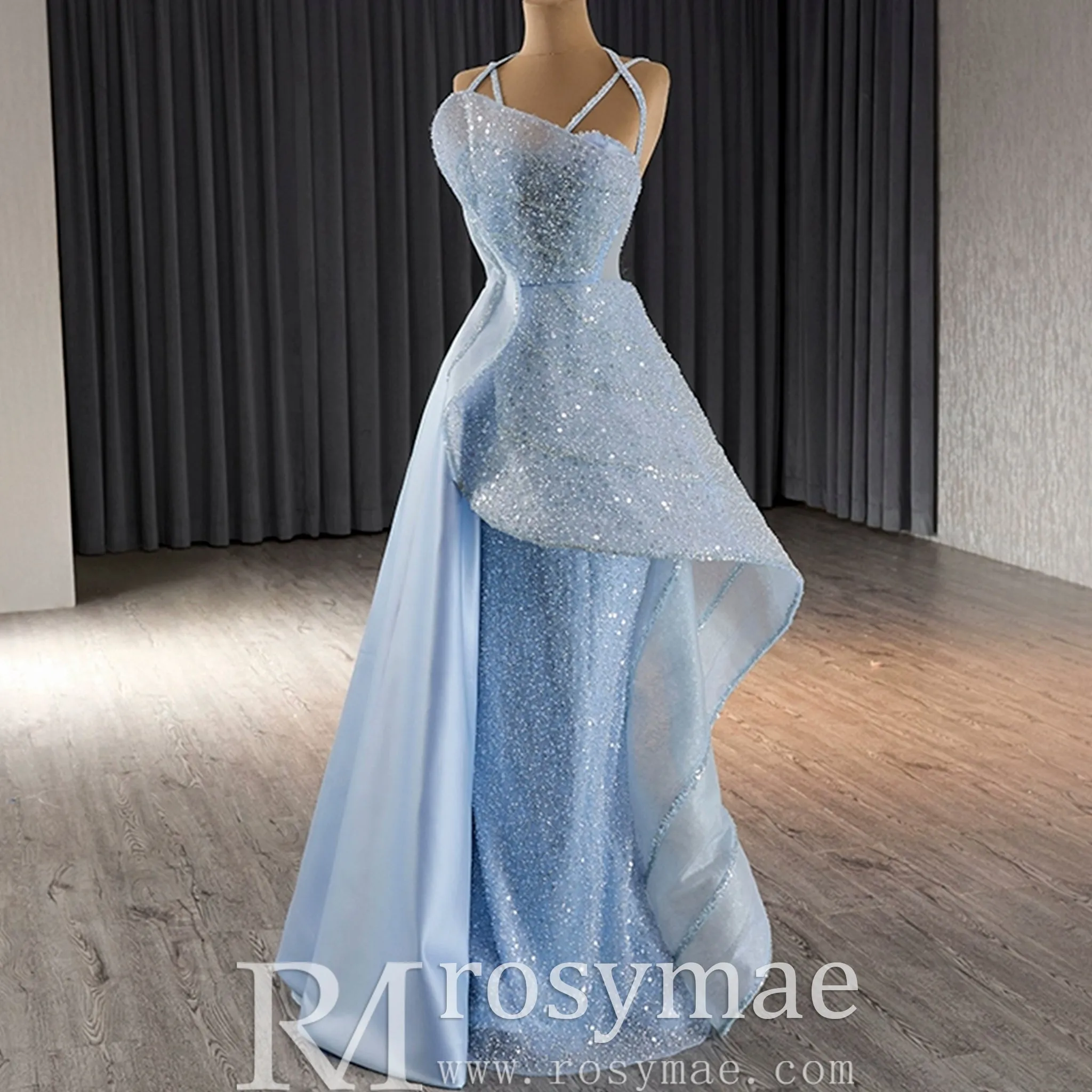 Luxury Sequins Long Formal Dress Evening Dress with Spagehtti Strap