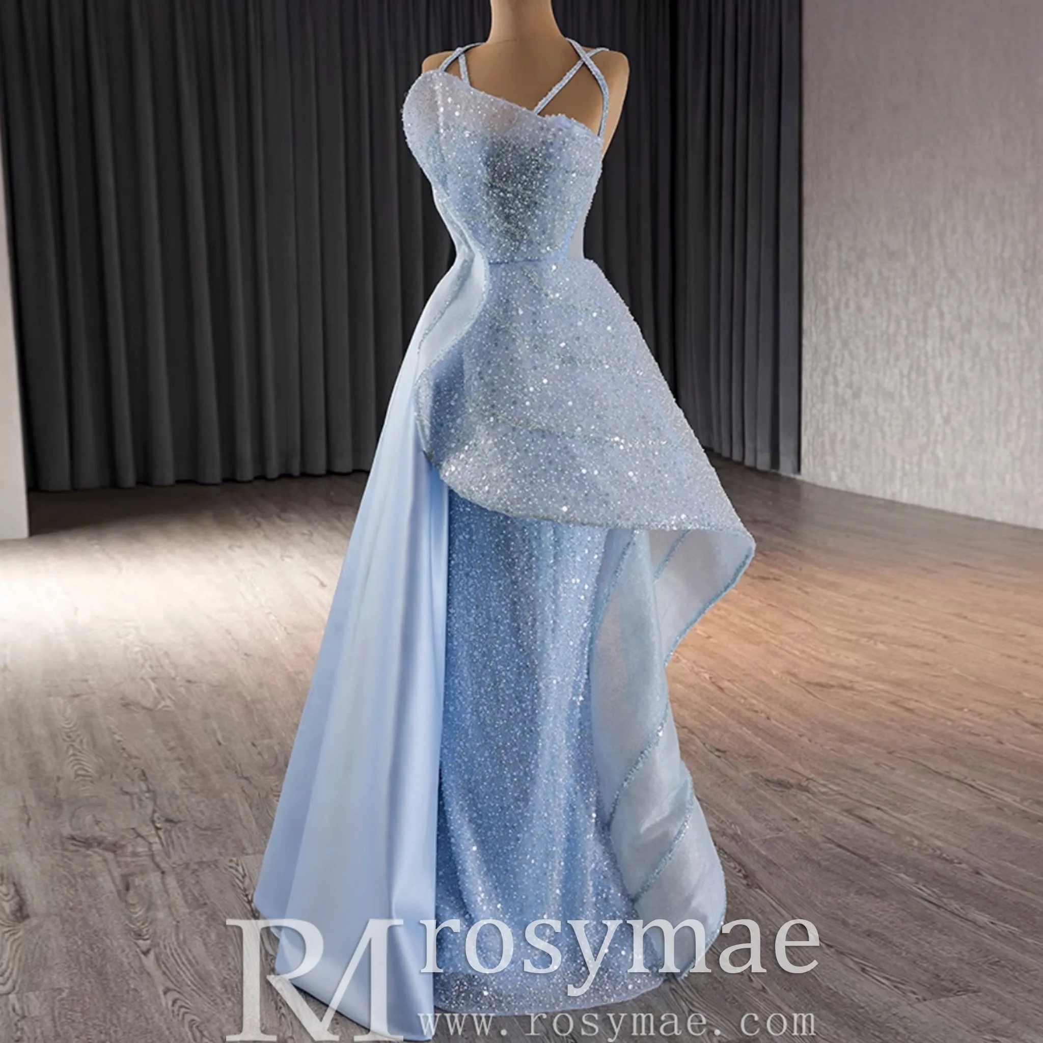 Luxury Sequins Long Formal Dress Evening Dress with Spagehtti Strap