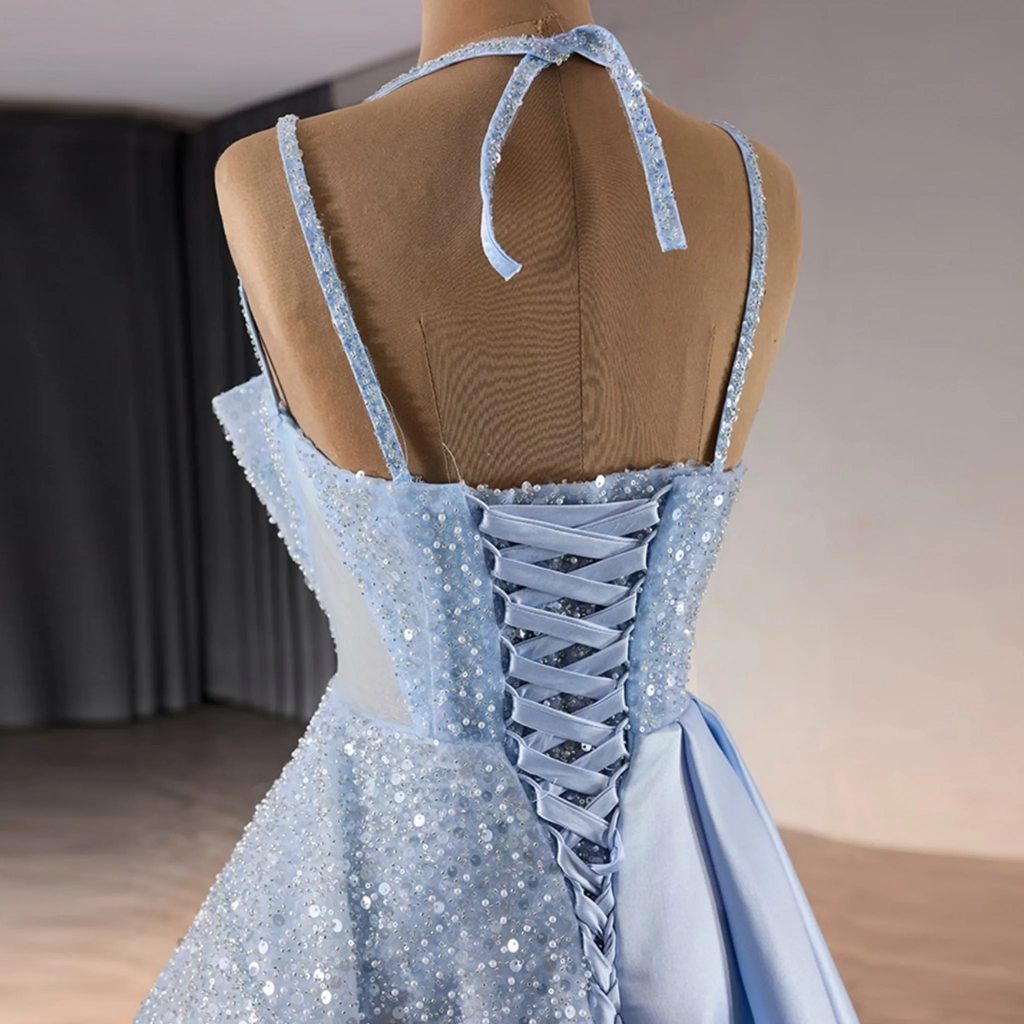Luxury Sequins Long Formal Dress Evening Dress with Spagehtti Strap